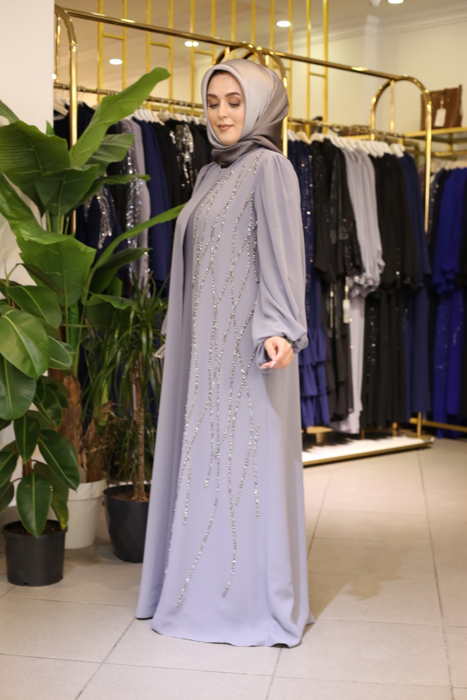 440 kodlu GRİ renk abaya